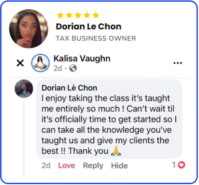 Testimonial from Dorian Le Chon, Tax Business Owner